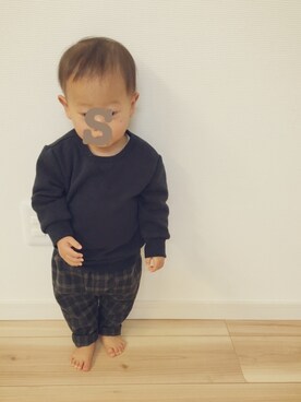 「1歳3ヶ月」｜「アイテム（スウェット）」を使った、mameさん（キッズ・80cm）の冬コーディネート