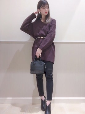 「スキニー」｜「アイテム（ブーティ）」を使った、miさん（レディース・160cm）の秋コーディネート