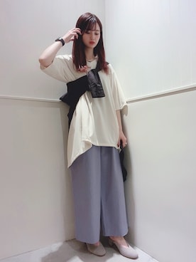 「たすき掛け」｜「アイテム（チュニック）」を使った、miさん（レディース・160cm）の春コーディネート