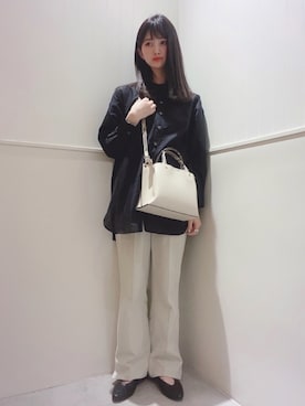 「スタンドカラーシャツ」｜miさん（レディース・160cm）の春コーディネート