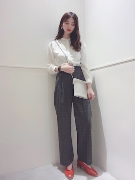「アイテム（パンプス、オレンジ系）」を使った、miさん（レディース・160cm）の秋コーディネート