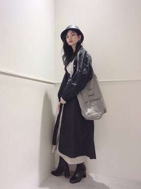 「エコバッグ」｜「アイテム（マウンテンパーカー）」を使った、miさん（レディース・160cm）の秋コーディネート