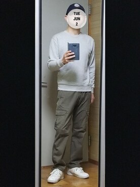 「部屋撮り」｜「アイテム（スウェット）」を使った、Ryu1roさん（メンズ・170cm）の夏コーディネート