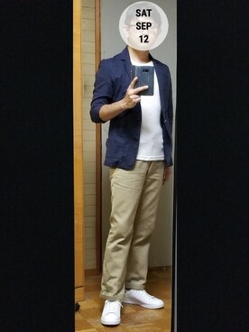 Ryu1ro使用「JILL BLAZE（コットンリネン 7分袖 リラックスジャケット）」的時尚穿搭