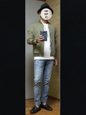 「RAGEBLUE（レイジブルー）のアイテム（MA-1）」を使った、Ryu1roさん（メンズ・170cm）の秋コーディネート