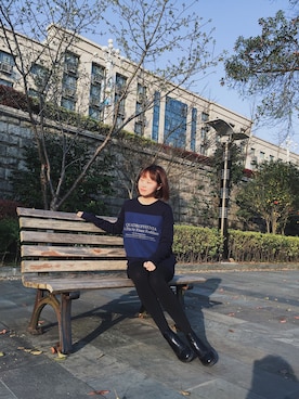 「JNBY（ジェーエヌビーワイ）のアイテム（ワンピース、ブルー系）」を使った、鹅妹子婴さん（レディース・158cm）の春コーディネート