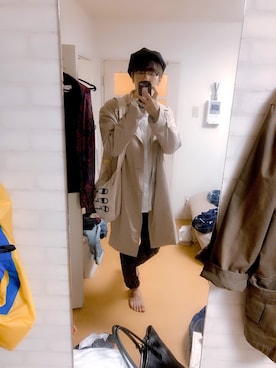 「no brand（ノーブランド）のアイテム（トレンチコート）」を使った、Ryu-Gさん（メンズ・175cm）の秋コーディネート