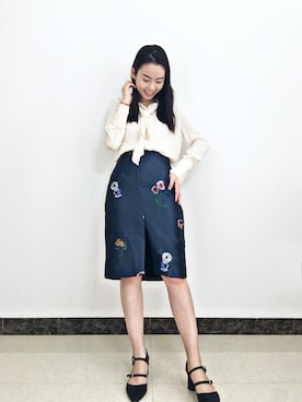 「Keepsake（キープセイク）のアイテム（スカート）」を使った、一周_fishさん（レディース・157cm）の春コーディネート