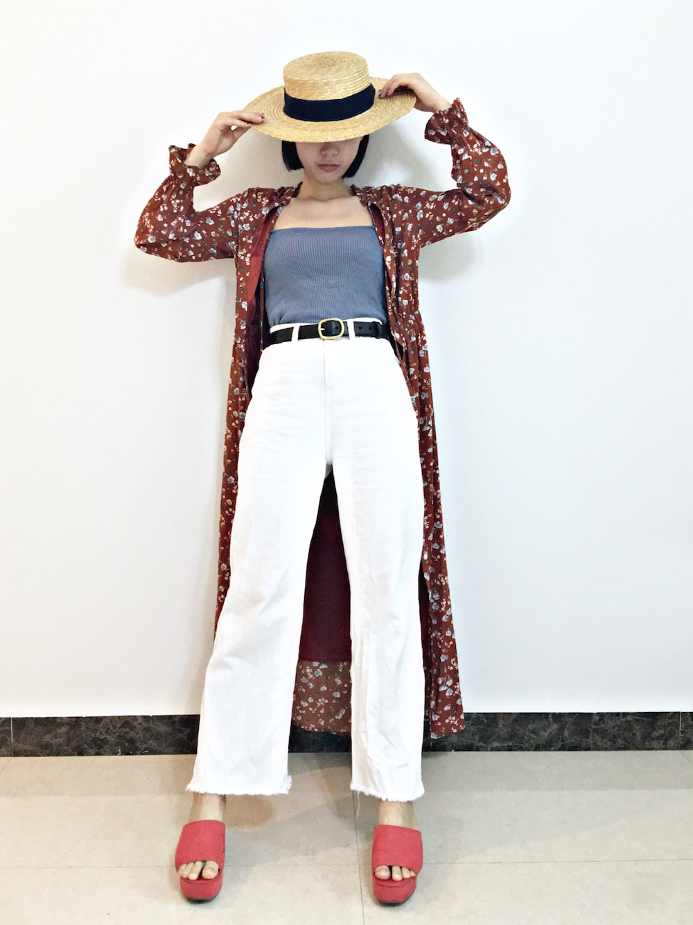 「夏」｜「GUのアイテム（スリッポン、レッド系）」を使った、一周_fishさん（レディース・157cm）の夏コーディネートの1枚目の写真