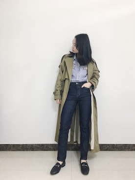 「Mo&Co.（モーアンドコー）のアイテム（ジャケット/アウター）」を使った、一周_fishさん（レディース・157cm）の春コーディネート