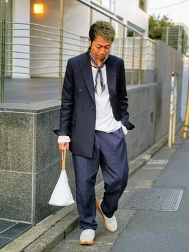 「アイテム（ハンドバッグ）」を使った、MKさん（メンズ・175cm）の春コーディネート