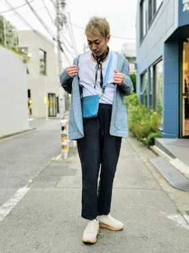 「アイテム（ストール/ショール）」を使った、MKさん（メンズ・175cm）の春コーディネート