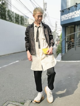 「アイテム（財布、イエロー系）」を使った、MKさん（メンズ・175cm）の春コーディネート