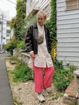 「アイテム（ボディバッグ/ウエストポーチ）」を使った、MKさん（メンズ・175cm）の春コーディネート