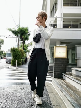 「アイテム（ボディバッグ/ウエストポーチ、ピンク系）」を使った、MKさん（メンズ・175cm）の夏コーディネート