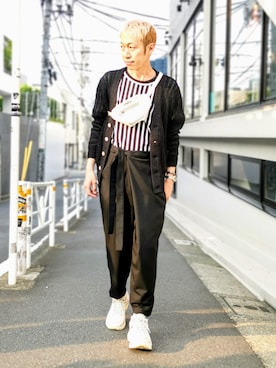 「アイテム（ボディバッグ/ウエストポーチ、ピンク系）」を使った、MKさん（メンズ・175cm）の夏コーディネート