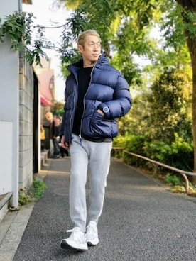 「アイテム（ダウンジャケット/コート、レッド系）」を使った、MKさん（メンズ・175cm）の秋コーディネート