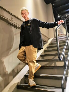 「RAWLIFE（ロウライフ）のアイテム（パンツ）」を使った、MKさん（メンズ・175cm）の秋コーディネート