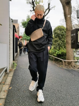 「アイテム（パンツ、イエロー系）」を使った、MKさん（メンズ・175cm）の冬コーディネート