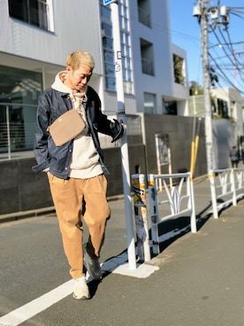 「RAWLIFE（ロウライフ）のアイテム（パンツ）」を使った、MKさん（メンズ・175cm）の冬コーディネート