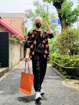 「aloha blossom（アロハブロッサム）の【Aloha Blossom/アロハブロッサム】BIRDS OF PARADISE shirts（シャツ/ブラウス）」を使った、MKさん（メンズ・175cm）の夏コーディネート