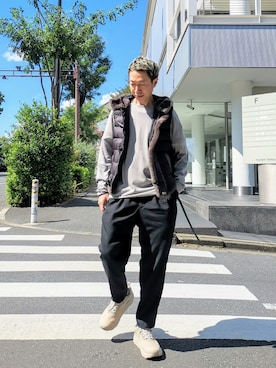 「アイテム（ダウンベスト）」を使った、MKさん（メンズ・175cm）の秋コーディネート