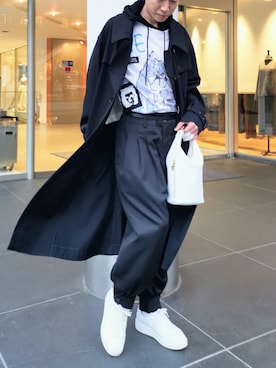 「ROBES&CONFECTIONS（ローブスコンフェクションズ）のアイテム（ステンカラーコート）」を使った、MKさん（メンズ・175cm）の秋コーディネート