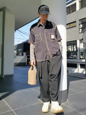 「アイテム（ハンドバッグ）」を使った、MKさん（メンズ・175cm）の春コーディネート