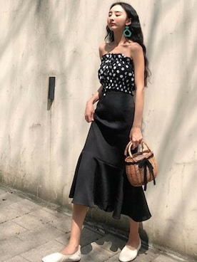 「アイテム（チューブトップ）」を使った、cocounsecretさん（レディース・160cm）の夏コーディネート