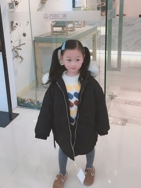 「no brand（ノーブランド）のアイテム（ダウンジャケット/コート）」を使った、bommie88さん（キッズ・110cm）の秋コーディネート