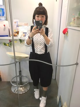 「COMME des GARCONS（コムデギャルソン）のアイテム（サロペット/オーバーオール）」を使った、Kaさん（レディース・157cm）の春コーディネート