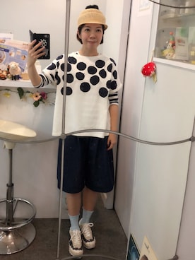 「NATURAL LAUNDRY（ナチュラルランドリー）のアイテム（トップス、ホワイト系）」を使った、Kaさん（レディース・157cm）の春コーディネート