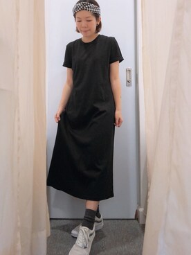 「LOWRYS FARM（ローリーズファーム）のチェックターバン　787099 （ヘアバンド、ブラック系）」を使った、Kaさん（レディース・157cm）の春コーディネート