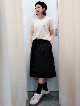 「CA4LA（カシラ）のアイテム（ハンチング/ベレー帽、ブラック系）」を使った、Kaさん（レディース・157cm）の秋コーディネート