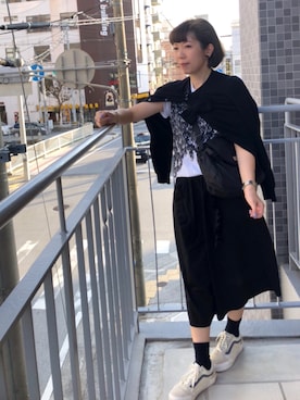 「BLACK COMME des GARCONS（ブラックコムデギャルソン）のアイテム（ジャケット/アウター、ブラック系）」を使った、Kaさん（レディース・157cm）の秋コーディネート