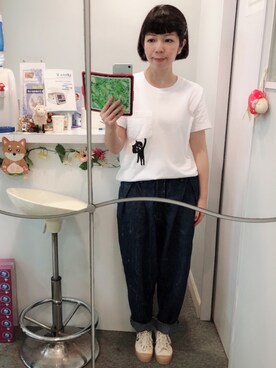 「Ne-net（ネネット）のにゃー / にゃーばれった / バレッタ（ヘアアクセサリー、ブラック系）」を使った、Kaさん（レディース・157cm）の春コーディネート