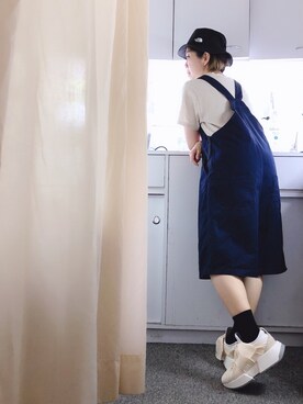 「rivet & surge（リベットアンドサージ）のアイテム（オールインワン・サロペット）」を使った、Kaさん（レディース・157cm）の夏コーディネート