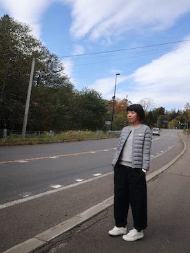 「DANTON（ダントン）の【DANTON】インナーダウンジャケット WOMEN（ダウンジャケット/コート、ブラック系）」を使った、Kaさん（レディース・157cm）の秋コーディネート