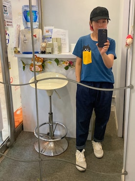 「MERLOT（メルロー）のバッグリボンキャップ043-7472（キャップ、ホワイト系）」を使った、Kaさん（レディース・157cm）の秋コーディネート
