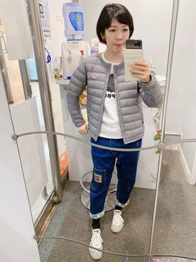 「DANTON（ダントン）の[ダントン] SC DANTON インナー ダウン ジャケット（ダウンジャケット/コート、ブラック系）」を使った、Kaさん（レディース・157cm）の冬コーディネート