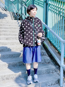 「FRAPBOIS（フラボア）のＦＲＡＰＢＯＩＳ×ＣＨＵＭＳ（ブルゾン、ブラック系）」を使った、Kaさん（レディース・157cm）の冬コーディネート