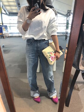 「UNIQLO（ユニクロ）のアイテム（パンプス、パープル系）」を使った、saoriさん（レディース・152cm）の春コーディネート