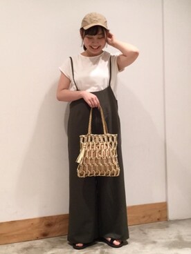 「coenスタッフスタイリング」｜「アイテム（オールインワン・サロペット）」を使った、coen ありちゃんさん（レディース・157cm）の夏コーディネート