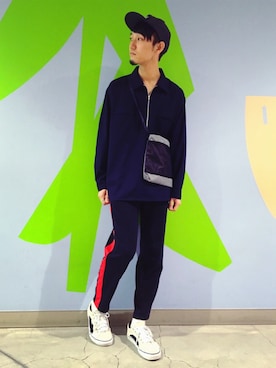 「VANS（バンズ）のアイテム（帽子）」を使った、黒坂学さん（メンズ・171cm）の夏コーディネート