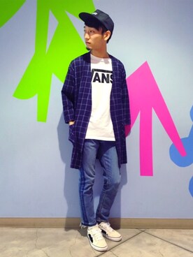 「VANS（バンズ）のアイテム（帽子）」を使った、黒坂学さん（メンズ・171cm）の春コーディネート