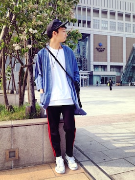 「VANS（バンズ）のアイテム（帽子）」を使った、黒坂学さん（メンズ・171cm）の夏コーディネート