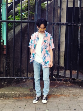 「アロハシャツ」｜黒坂学さん（メンズ・171cm）の春コーディネート