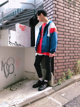 「WEGO（ウィゴー）のアイテム（ブルゾン）」を使った、黒坂学さん（メンズ・171cm）の春コーディネート