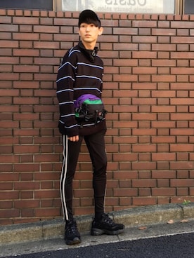 「SKECHERS（スケッチャーズ）のアイテム」を使った、黒坂学さん（メンズ・171cm）の秋コーディネート
