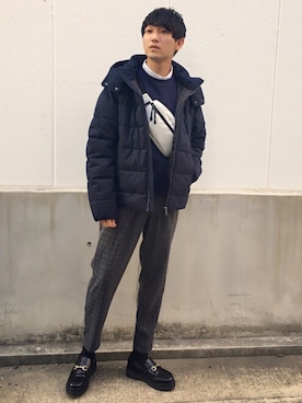 「WEGO（ウィゴー）のアイテム（ローファー）」を使った、黒坂学さん（メンズ・171cm）の秋コーディネート